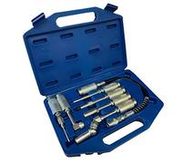 7pc Grease Gun Adaptor Set, Lube Nozzle Fittings in Storage Case - Fits manual Grease Guns