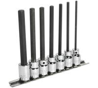 7pc Hex Socket Bit Set 3/8" Square Drive 3mm to 10mm - 110mm Long Shaft S2 Steel