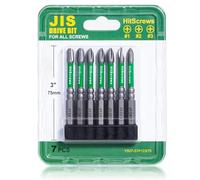 7pc JIS Screwdriver Bit Set - 3" / 75mm - Impact Ready Japanese Cross Point Bits #1, #2, #3 - Taiwan S2 Steel, Magnetic Tips - Anti Cam-Out Repair Kit Compatible with Honda, Tamiya, Shimano