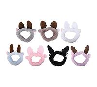 7pc Makeup Headband Cute Cartoon Shape Soft Cloth Face Washing Hair Band | Keep hair away while washing face with these 7 colorful soft cloth headbands featuring antler design and adjustable fit