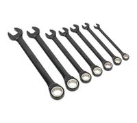 7pc PREMIUM Combination Ratchet Spanner Set 12 Point Metric Socket BLACK SERIES
