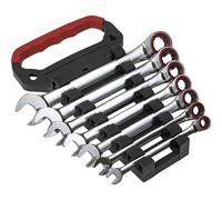 7pc PREMIUM Combination Ratchet Spanner Set - 12 Point Metric Socket Hardened