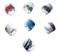 7Pc Rainbow Sparkling Spacer Charms for Pandora Bracelets - Steel Core Colourful Beads with - Large Hole 5mm - Compatible with European Charm Bracelets Necklaces - Jewellery Gifts Women Girls Mum