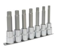 7pc Ribe Star Socket Bit Set - 1/2" Square Drive - 100mm Long S2 Steel Shafts