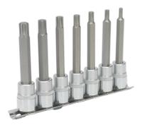 7pc Ribe Star Socket Bit Set - 3/8" Square Drive - 95mm Long S2 Steel Shafts