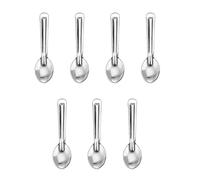 7PC Spice Spoons Mini Masala Dabba Indian Spice Tin Container Spoons Scoops Stainless Steel Small Mini Salt Sugar Honey Loose Leaf Tea Coffee Seasoning Herb Condiments Spoons (DESIGN C - Lined 8.5cm)