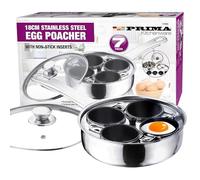 7Pc Stainless Steel Egg Poacher Pan - 4 Hole Cup, Poach Saucepan | Frying Pot With Glass Lid, Non Stick, See Through | Transparent Vented Glass Lid | Egg Maker, Cooker