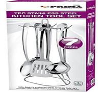 7Pc Stainless Steel Kitchen Tool Set Utensils Stand Spoon Ladle Skimmer Turner