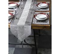 7pc Velvet Diamante Table Runner & Placemats -SILVER