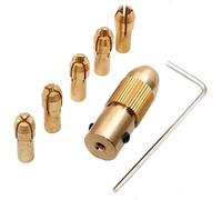 7Pcs 0.5-3mm Brass Drill Chuck Set Small Electric Drill Bit Collet Mini Twist Drill Chucks Adapter for Rotary Tools Fits 3.17mm Motor Shaft，Brass Collet Set