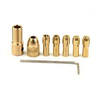 7Pcs 0.5-3mm Brass Drill Chucks, Electric Drill Bit Chuck Collet Mini Twist Drill Chuck Set for Rotary Tools Fits 2mm Shaft, 7Pcs/Set