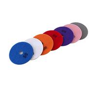 7pcs 100mm Wet Diamond Polishing Pads, Grinding Discs for Granite Marble Concrete, 4inch Resin - Diamond Disc Set with 50# to 3000# Grits, for Stone Glass Ceramic Floor