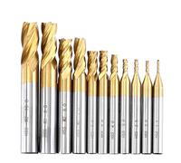 7Pcs/11Pcs 1.5-10mm Milling Cutter 4-Flutes Titanium Coated HSS End Mill Set CNC Router Bit for Wood Steel Milling(1.5-10mm(11pcs))