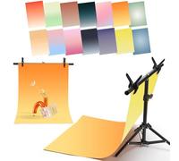 7PCS 14Patterns Original Design Photography Gradual Background Paper with Stand, Double-Sided Waterproof Reusable 34x23in Morandi Photo Tabletop Backdrops for Food Jewelry Cosmetics Makeup