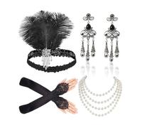 7PCS 1920 Accessories - Great Gatsby Accessories Set,Ladies Charleston Fancy Set for Vintage Costume Party