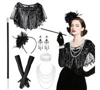 7PCS 1920s Accessories for Women, Great Gatsby Accessories Women, Flapper Accessories, Fashion Roaring 20's Theme Set, Ladies Charleston Fancy Dress Up Set