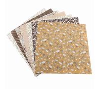 7Pcs 25 * 25cm Cotton Fabric, Bundle Squares DIY Floral Dots Scrapbooking Coffee Series Pre Cut Bedding Kit Quarters Bundle for Quilting Sewing Patchwork