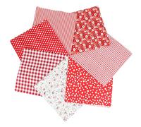 7PCS 25CM Square Floral Fabric Red Quarter Cotton Fabric Bundle