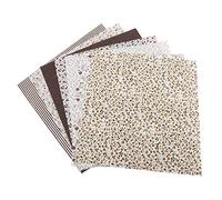 7Pcs 25cm to 25cm Soft Pre Cut Cotton Fabric Bedding Kit DIY Assorted Cotton Fabric Squares Quarters Bundle Coffee Dot for Quilting Sewing Crafting Home Decoration