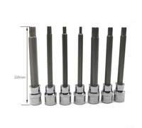 7pcs 3/8 Inch Socket Wrench Set, Extra Long Reach Torx Star Bit Sockets M5-M10, Metric Chrome Vanadium Steel Tools with Storage Case, Professional Suspension Socket Kit for
