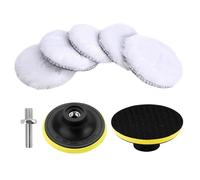 7Pcs 3-Inch Wool Polishing Pads for Drill - Car Buffer Attachment Kit for Waxing, Detailing, Glass & Furniture Polishing
