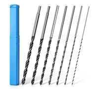 7pcs 300mm Extra-Long Wood Drill Bit Set, 1/8 to 1/2 in Brad Point Drills | Self-centring tip, 2 cutting edges round shanks Carpenters Drill Splinter Free Round Holes for Hardwood, Plywood and Plastic