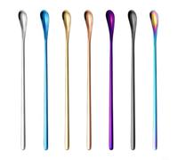 7Pcs 304 Stainless Steel Creative Long Handle Small Spoon, Deep Jar Honey Ice Cream Sundae Spoon, Coffee Stirring Milk Tea Smoothie Spoons (B)