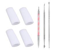 7pcs 3D Nail Art Sculpting Tools Set, 3pcs Dual-Head Carving Pens with 4 Silicone Finger Sleeves Professional Nail Art Dotting Tools for Home & Salon Use