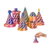 7PCS 3D Printed Fidget Toy for Adults Impossible Cone Spiral Cone & Pyramid Passthrough Sculpture Set Unique Mini Desktop Decorations Cool Office Desk Toy for Stress Relief and Focus (Style A)