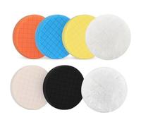 7Pcs 5 Inch (125mm) Waffle Foam & Wool Buffing Polishing Pads Kit, Compatible with 5Inch Backing Plate, RO DA GA Car Buffer Polisher for Auto Boat Compounding, Polishing & Waxing