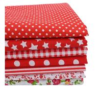 7pcs 50 x 50cm 100% Cotton Fabric Sewing Patterns Quarter Precut Fabrics DIY Handmade Sewing Quilting Fabric for Sewing Cotton Pattern Floral Squares Patchwork Mixed Squares Bundle (Red (New))