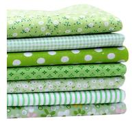 7pcs 50 x 50cm 100% Cotton Fabric Sewing Patterns Quarter Precut Fabrics DIY Handmade Sewing Quilting for Sewing Cotton Pattern Floral Fabric Squares Patchwork Mixed Squares Bundle (Green)