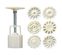 7Pcs 50g 3D Hand-Pressure Moon Cake Mould Set, Abs Material Baking Tools for Kitchen, Cookie for Desserts, Lunar, and DIY Soap