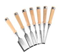 7pcs 6-51mm Woodwork Chisel Set Carpenter Tools Flat Woodworking Chisels Carving knifes Woodworkers Gouge Carving Wood Tool (Blade Type : 7pcs) (7pcs) (7pcs)