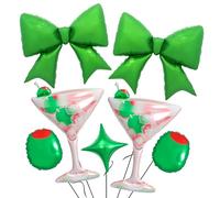7Pcs A Tiny Bit Older Birthday Decorations Martini Bow Party Balloons, Tini Bar Birthday Decor for Women Girls, Martini Glass Olive Balloon Set for Bachelorette Bridal Shower Cocktail Party