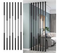7pcs Adjustable Aluminum Entryway Divider Modern Open Concept Wall ion for Living Room & Studio 150cm (4.92ft) - Stylish Black Design