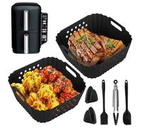 7PCS Air Fryer Accessories for Ninja Double Stack 7.6L Air Fryer SL300UK, Dual Silicone Air Fryer Liners Reusable, Gloves, Silicone Tong, Oil Brush, Spatula Included