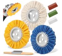 7Pcs Airway Buffing Wheel Kit 8 Inch Polishing Wheel and Compound for Angle Grinder Buffing Rake Buff Safety Flange Aluminum Polishing Kit 8" in Diameter 5/8" in Arbor Hole