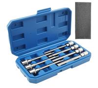 7Pcs Alloy Steel 3/8 Inch Square Drive Hexagonal Socket Bit Sets High Harness Extended Hex Bits Socket Extra Long Allen Hex Bit Socket Sets for Home Travel Repair