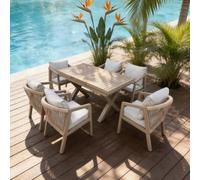 7Pcs Aluminum Patio Dining Set With Extending Table