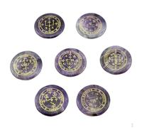 7pcs Amethyst Set Crystal Polished Engraved Symbol The Seven Archangels