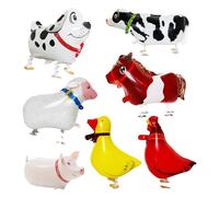 7Pcs Animal Balloons, Simulated Animal Aluminum Foil Balloons, Animal Walking Balloons, Party Atmosphere Balloons, Farm Animal Balloons, Birthday And Jungle Party Decorations