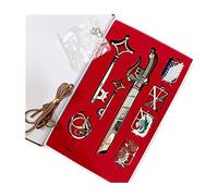 7pcs Attacking Giant Necklace Key Wings of Freedom Badge Captain Allen Training Investigation Model Set