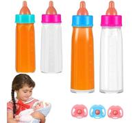 7PCS Baby Doll Bottle Set, Baby Doll Accessories with 4 Milk Bottle and 3 Nipple, Magic Milk Bottle New Born Doll Feeding Set, Pretend Play Baby Doll Feeding Accessories for Kids Boys Girls