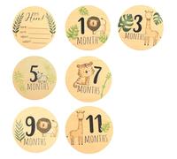 7PCS Baby Milestone Cards Tabanzhe Wooden Baby Month Signs Double Sided New Born Welcome Milestone Signs for Newborn Boys Girls New Parents Gifts