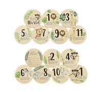 7pcs Baby Monthly Milestone Cards Sign, Wooden Newborn Welcome Sign Round Newborn Photography Prop Double Sided Baby Announcement Sign for Photo Prop Baby Shower