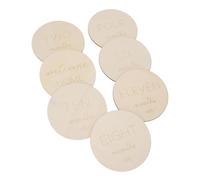 7PCS Baby Monthly Milestone Cards, Synthetic Wood Double Sided Baby Monthly Milestone Marker Discs for Documenting Baby's Firsts, Growth, and Baby Bump
