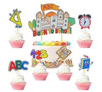 7Pcs Back to School Cake Toppers Cupcake Toppers Decorations,Back to School Party Decorations,School Cake Decorations for Kids,Boys,Girls Back to School Theme Party Supplies