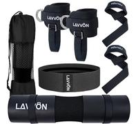 7Pcs-Barbell Pad Set for Hip Thrust - Squat Pad, Bench Press Workout Foam Weight Lifting Bar Cushion,Gym Accessories Women for Bar Bad,Ankle Straps,Hip Resistance Bands,Lifting Strap (Black)