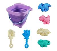 7Pcs Beach Toys, Foldable Beach Bucket with Shovels and Rake, Buckets with Handle, Summer Outdoor Toys for Kids Toddlers Boys Girls (unicorn)